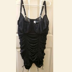 NWT Torrid Chemise, 4x, black mesh, drawstrings